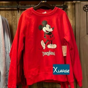Disney Parks Disneyland Standing Mickey Mouse Classic Red Pullover Sweater XL